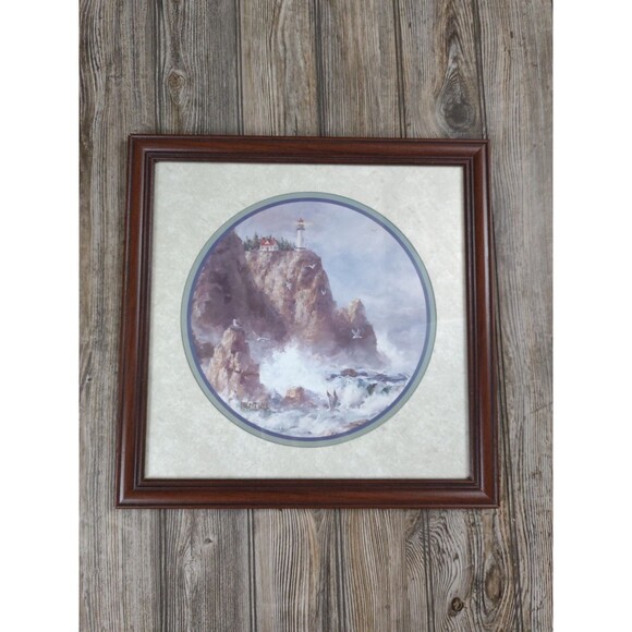 Home Interiors Robert Wee Lighthouse Cliff Ocean Framed Wall Art